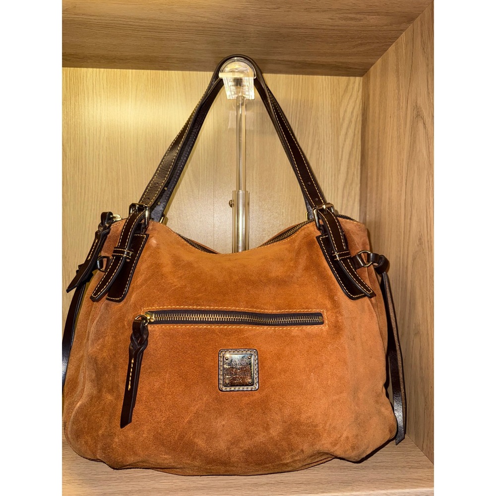 Dooney & Bourke Honey Suede Leather Trim Hobo - Picture 2 of 8